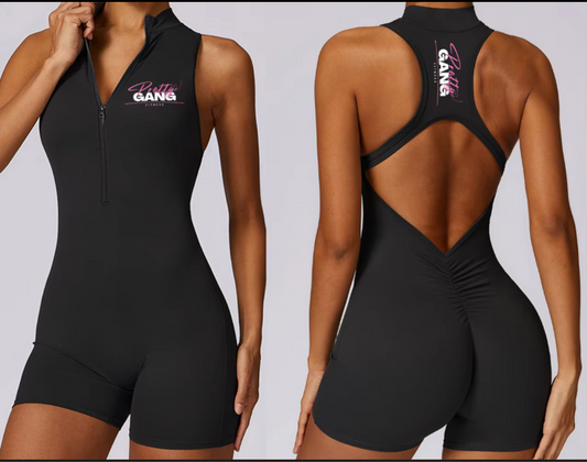 “Pretty in Power” Zip-Up Active Romper